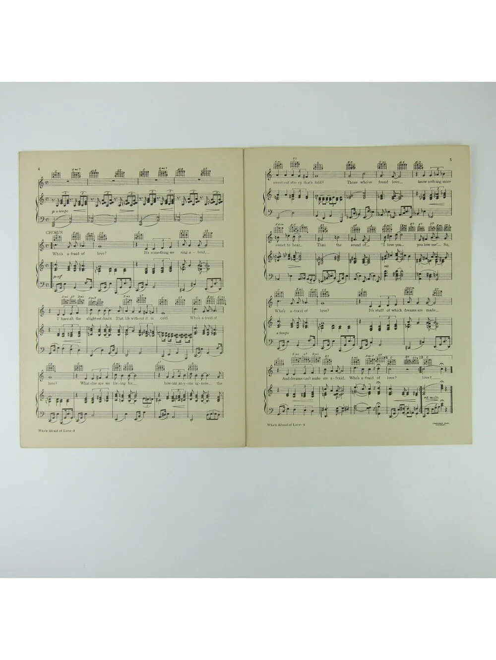 Sheet Music Who's Afraid of Love One in a Million Film Sonja Henie Vintage 1936